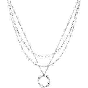 Layered Silver Necklaces for Women, Sterling Silver Stackable Stack Choker